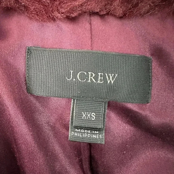 J. Crew | Women's Faux Fur Vest Vivid Burgundy Red Wine Full Zipper Size XXS - Picture 5 of 8